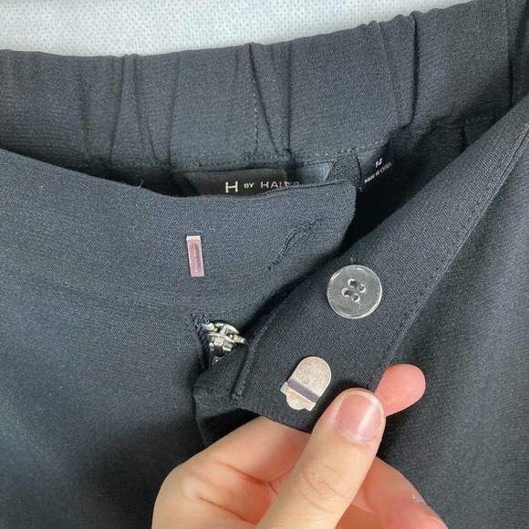 H By Halston Pants Womens Sz‎ 14 Black Cropped Capri Wide Leg Dress Stretch - Picture 2 of 11